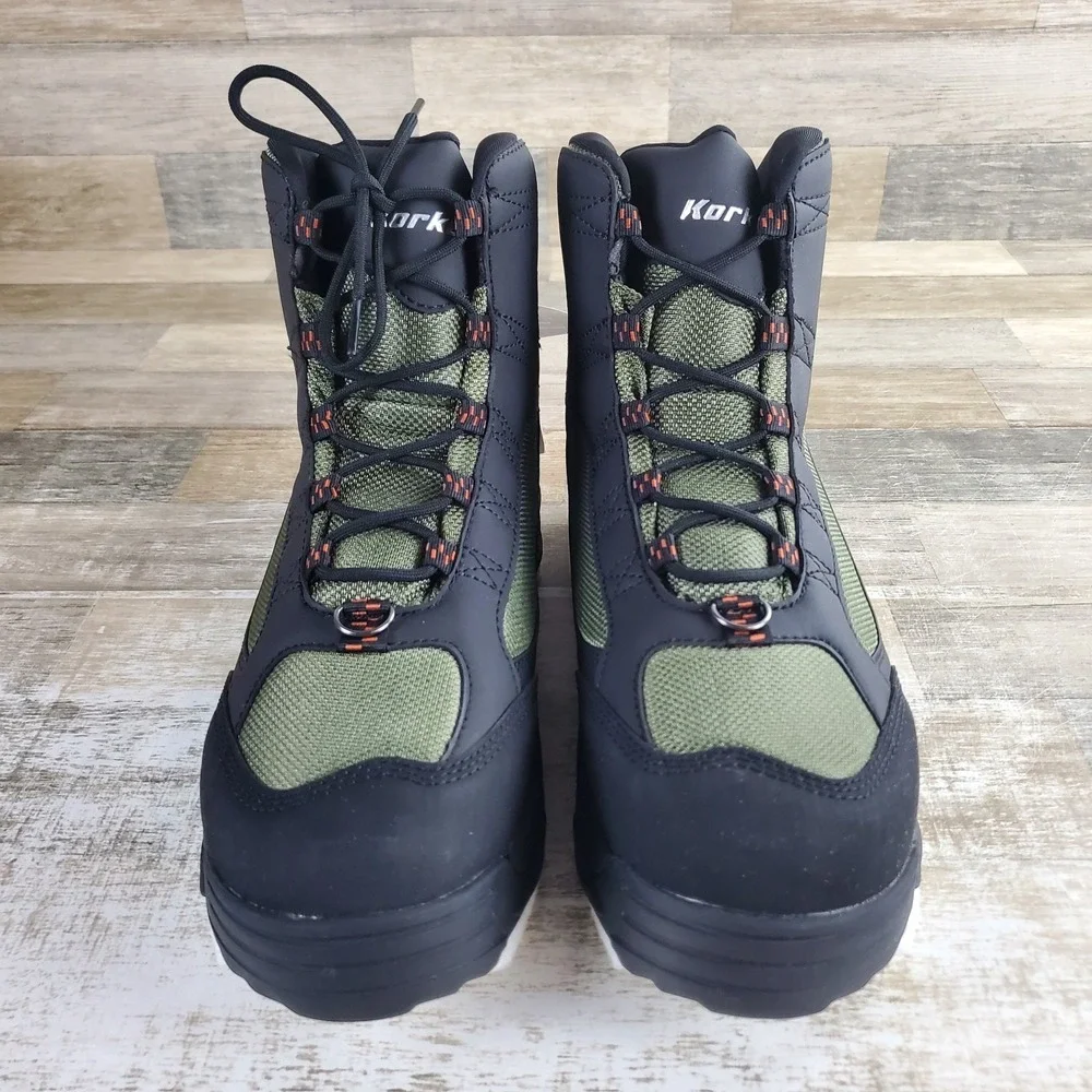 Korkers Greenback Mens Wading Boot Sz 13 Black Felt and Kling-On Sole Lace‎ Up